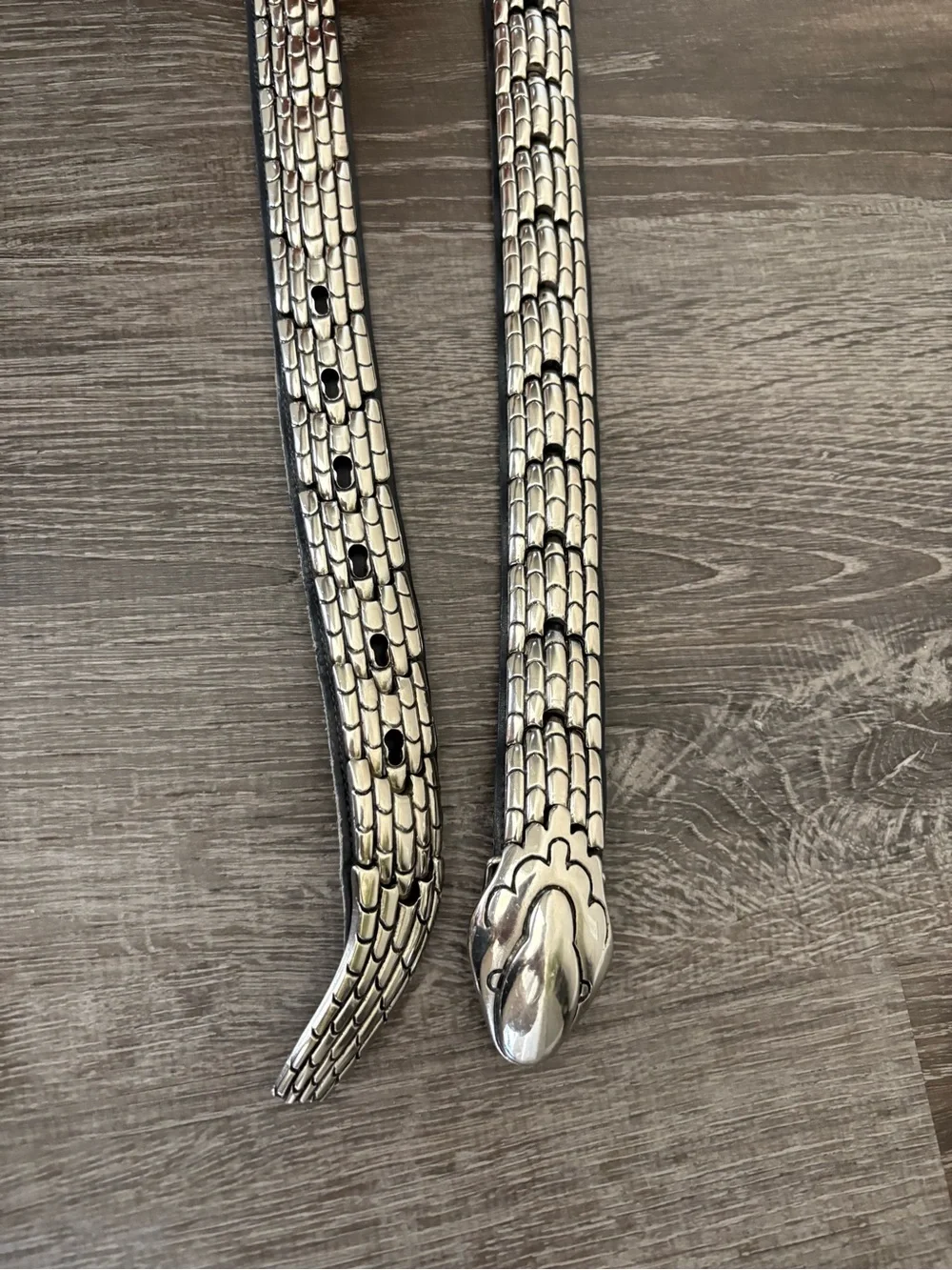 Vintage Bijoux Medici J Blumenthal Silver Snake Italian Leather Belt